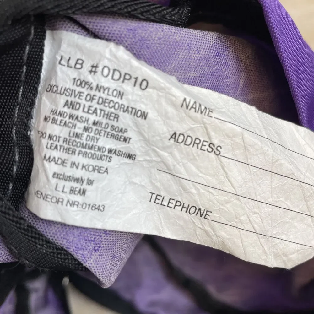 Vintage 90’s LL Bean Youth Backpack Purple w/Embroidered Moose Reflective Strip